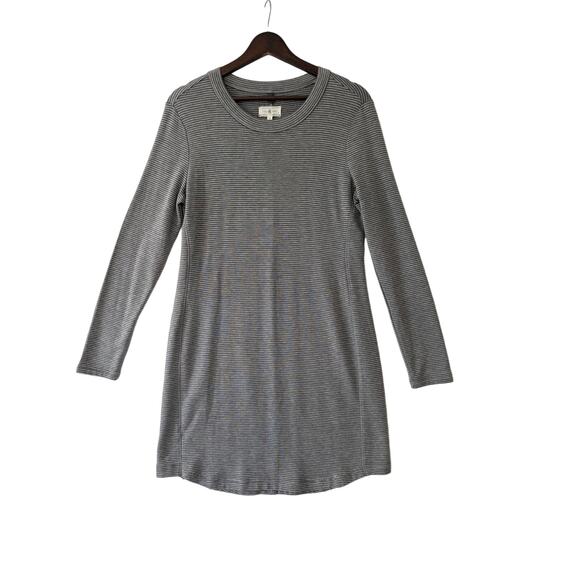 Lou & Grey Womens Size Medium Dress Long Sleeve‎ Gray Striped Rayon Blend Soft - Picture 1 of 7